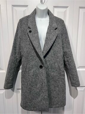 Scotch&Soda Maison Scotch Grey Bonded Felted Wool Blend Mid Length Coat Size XS